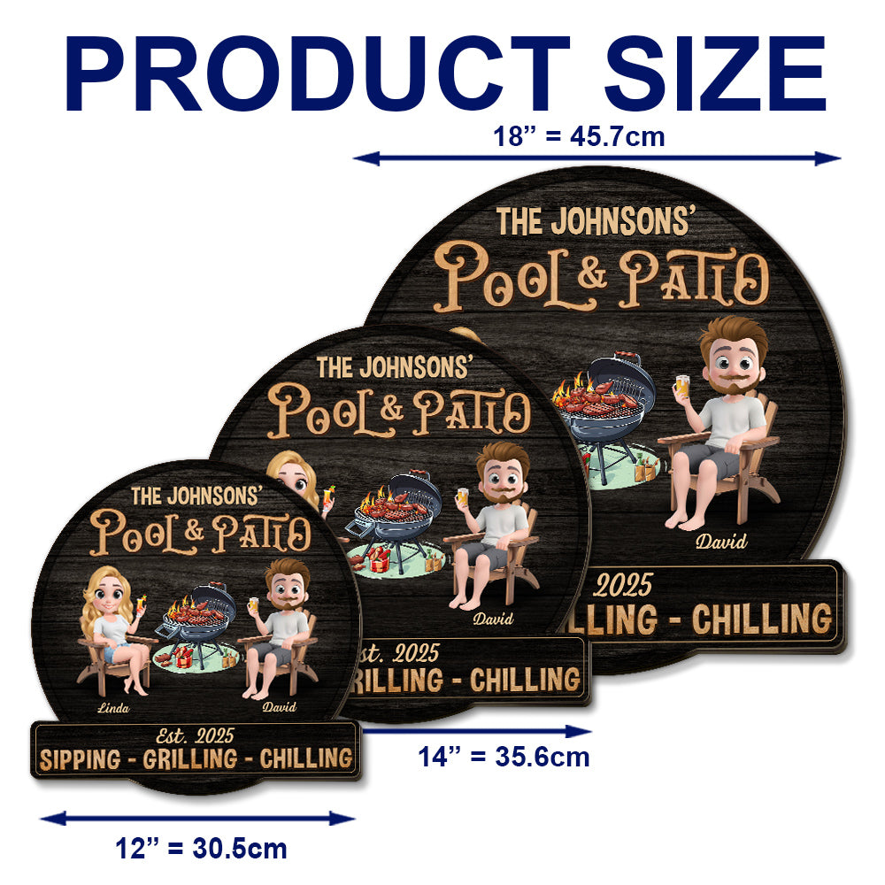 At Pool And Patio - Personalized Custom Wood Sign