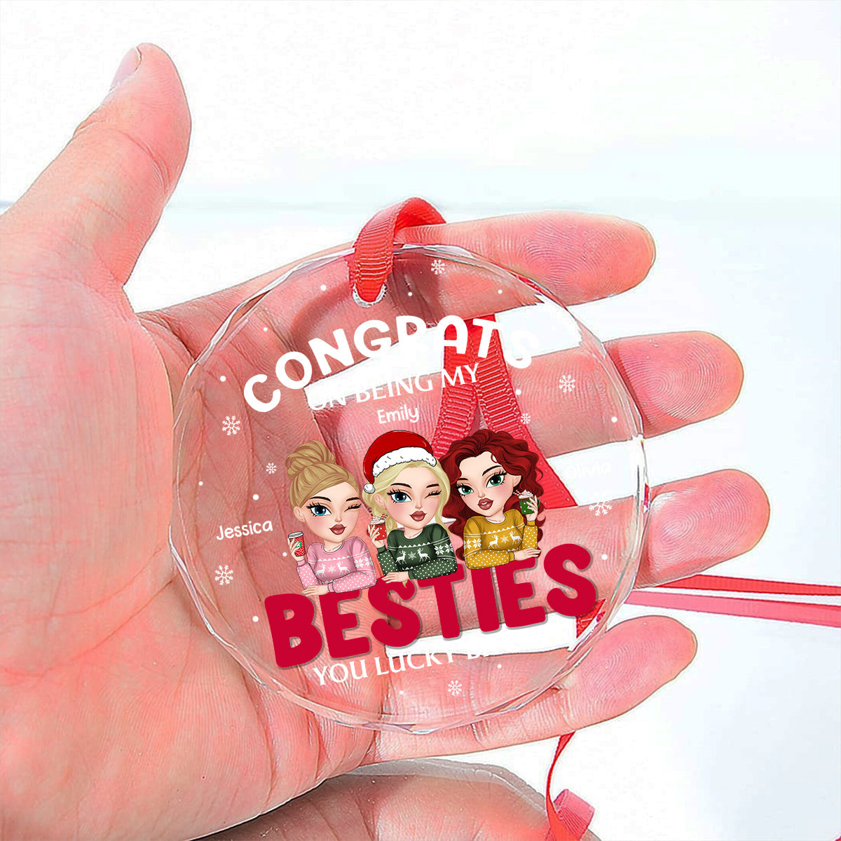 Congrats On Being My Bestie Merry Christmas - Personalized Custom Glass Ornament