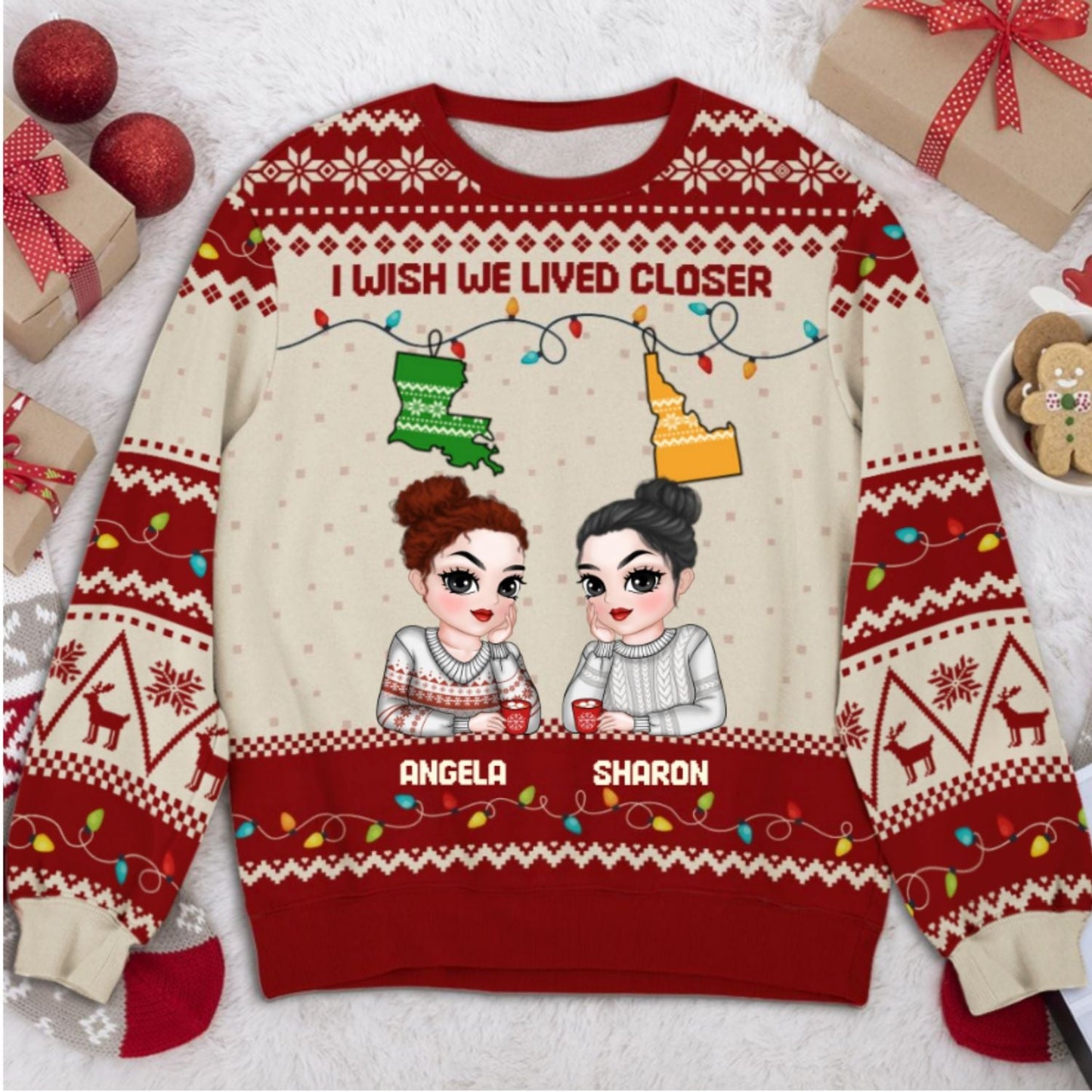 I Wish We Lived Closer - Personalized Custom All-Over-Print Sweatshirt