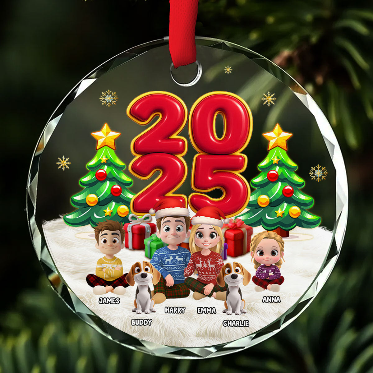 You Me And Our Kids -  Personalized Custom Glass Ornament