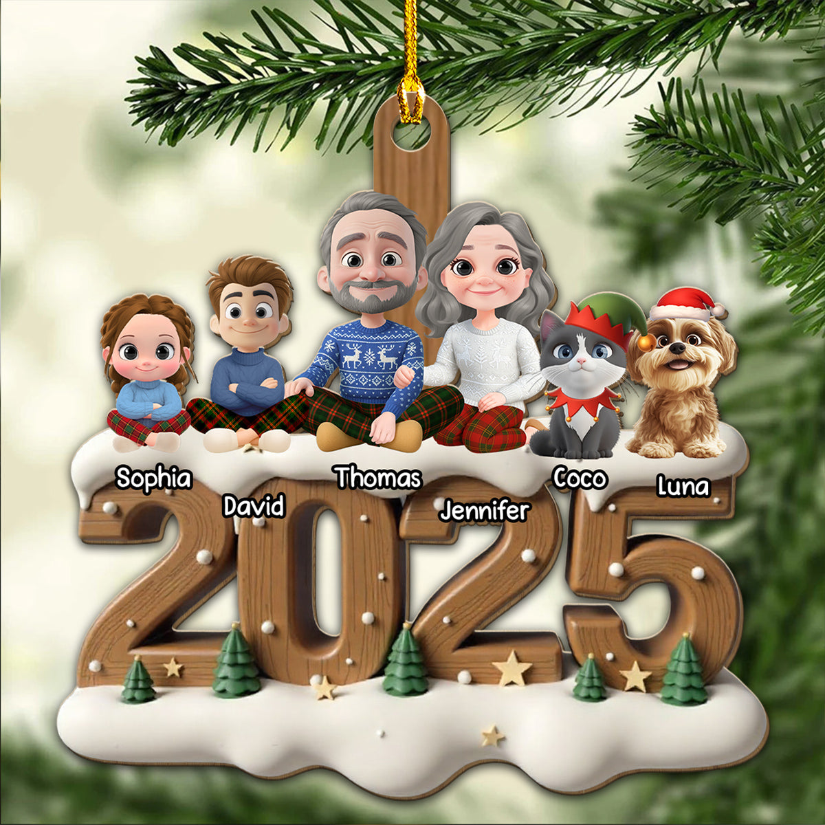 As A Family With Fur Babies Extended Ver - Personalized Custom 3D Effect Wood Ornament