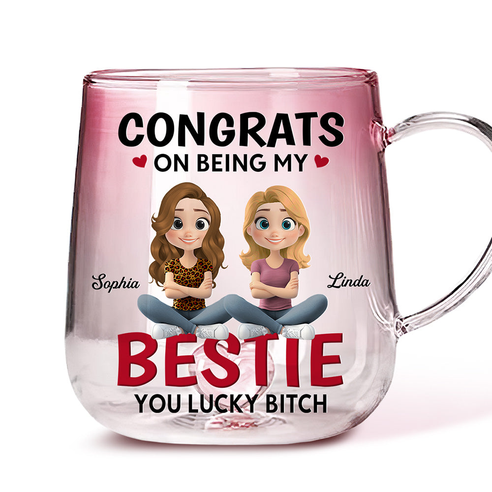 You Lucky To Be My Friends - Personalized Custom Pink Gradient Glass Mug