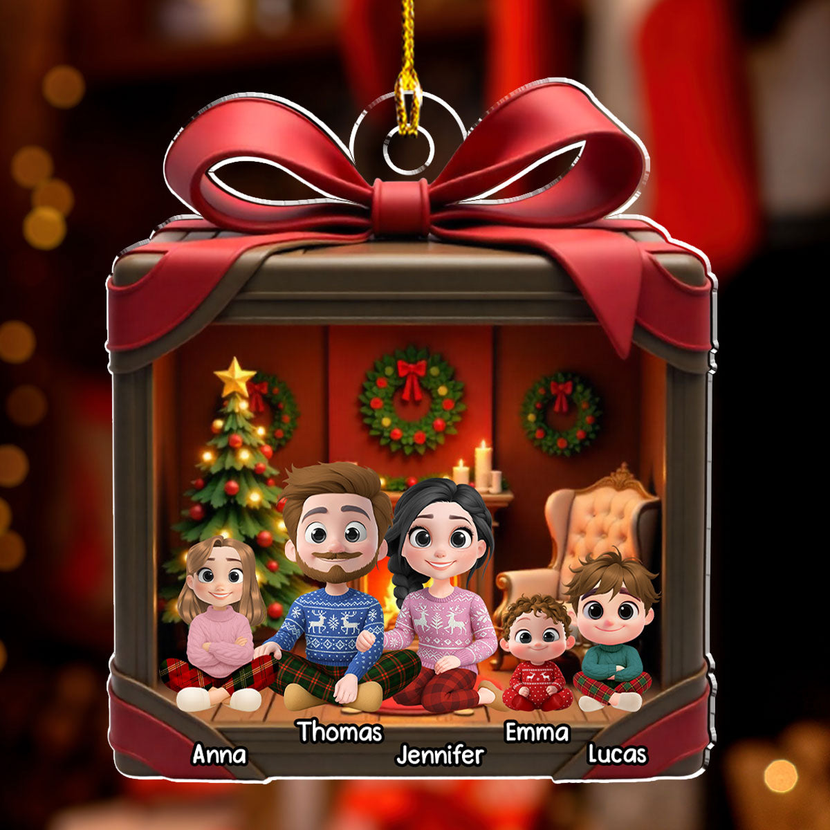 Wrapped With Love - Personalized Custom 3D Effect Acrylic Ornament