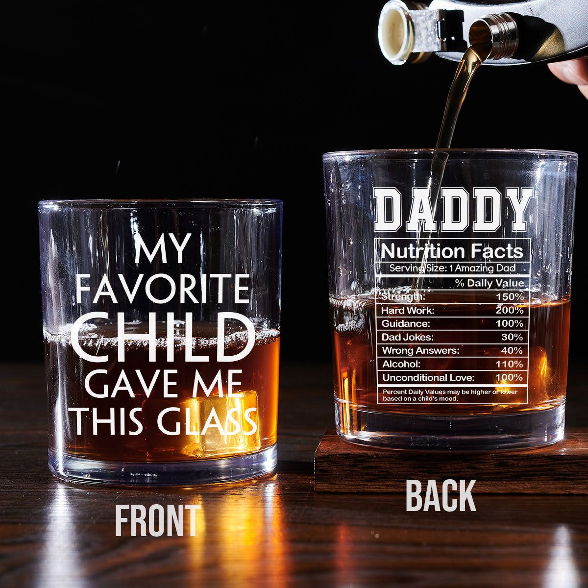 Nutrition Facts Of Dad - Personalized Custom Whiskey Glass