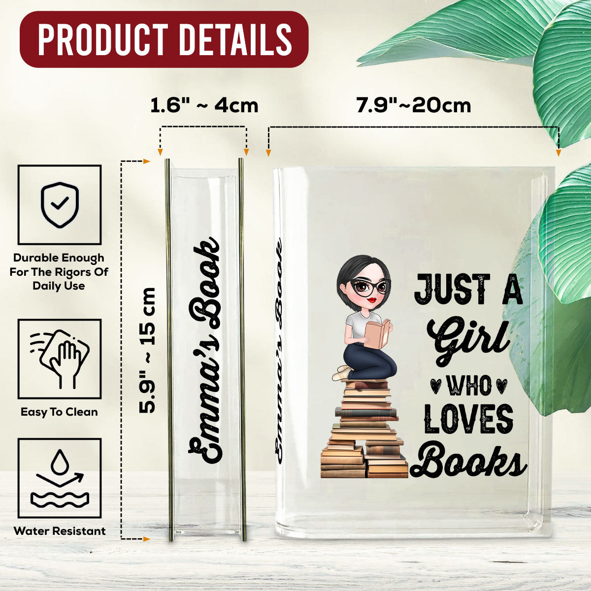 Just A Girl Loves Books - Personalized Custom Acrylic Book Vase
