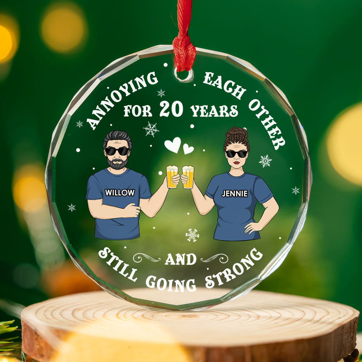 Annoying Each Other - Personalized Custom Glass Ornament