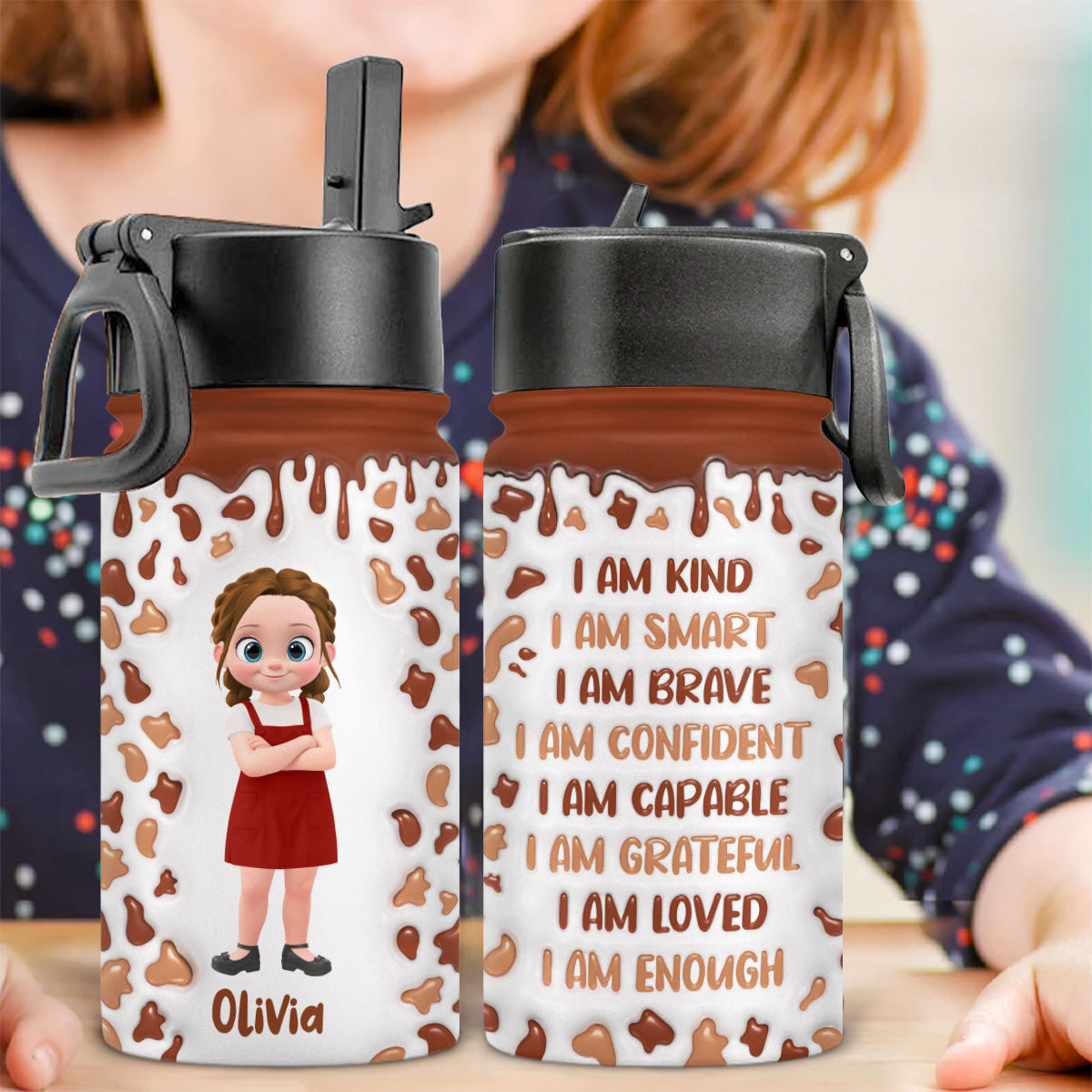 Sweet Baby Like Milk - Personalized Custom 3D Inflated Effect Kids Water Bottle