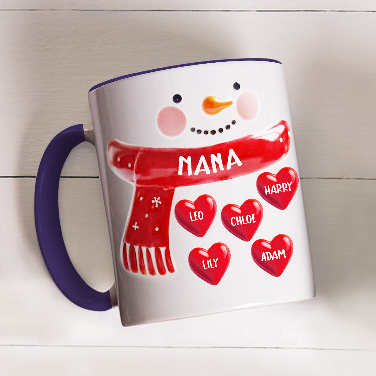 Snowman Grandma - Personalized Custom 3D Inflated Effect Accent Mug