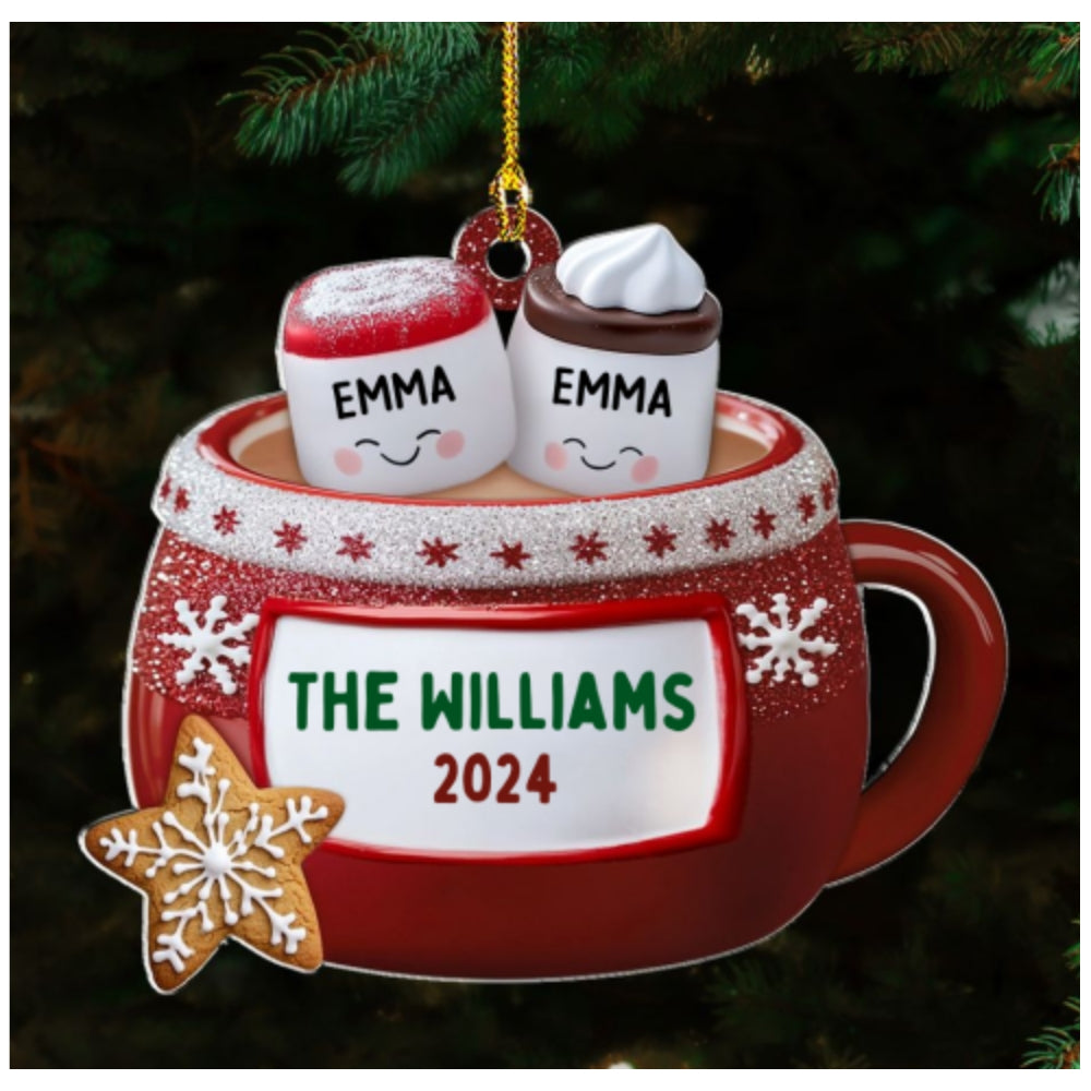 Hot Cocoa Marshmallow Family - Personalized Custom Acrylic Ornament