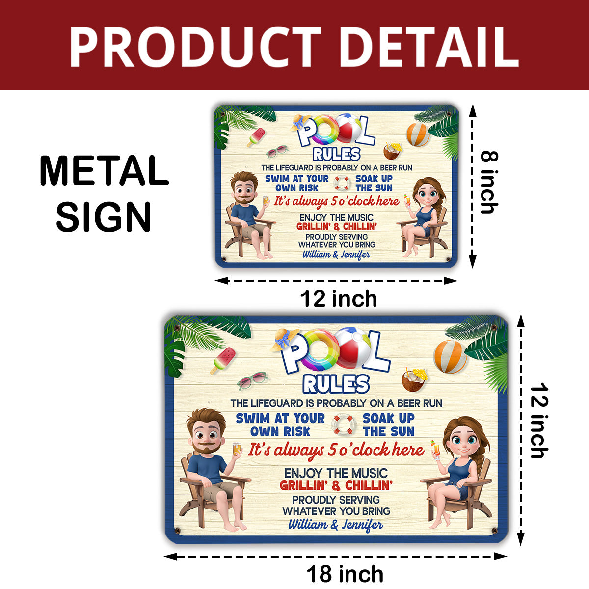 Pool Rules - Personalized Custom Metal Sign