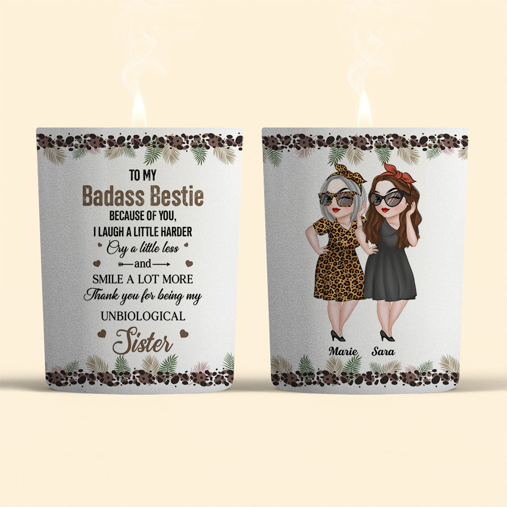 Because Of You I Laugh A Little Harder - Personalized Custom Candle