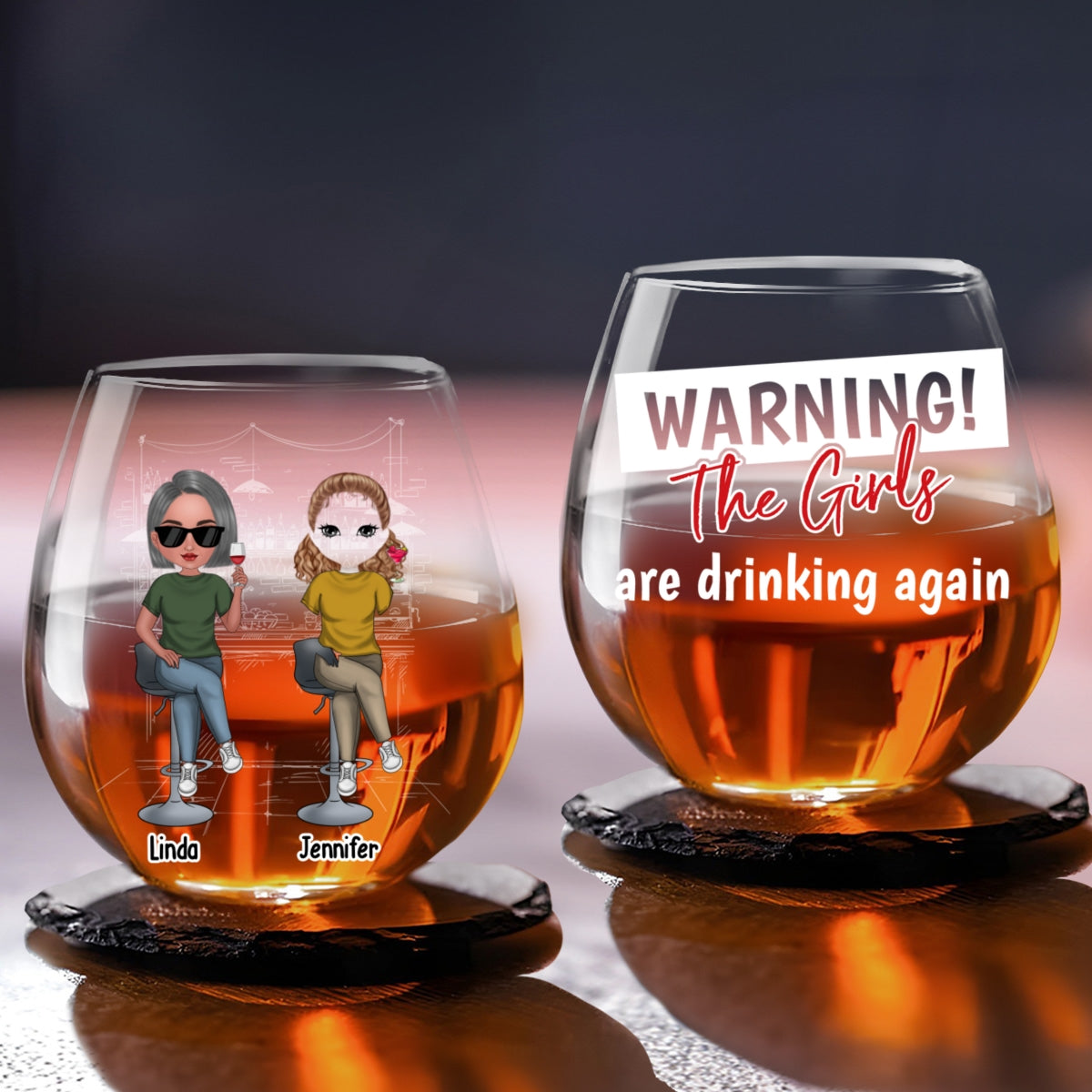 The Girls Are Drinking Again - Personalized Custom Wine Glass