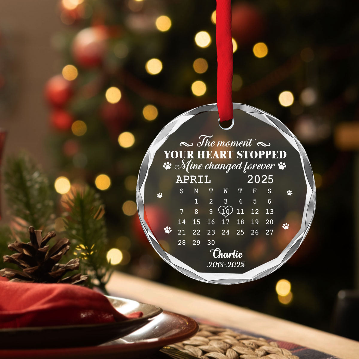 The Moment Your Heart Stopped - Personalized Custom Glass Ornament