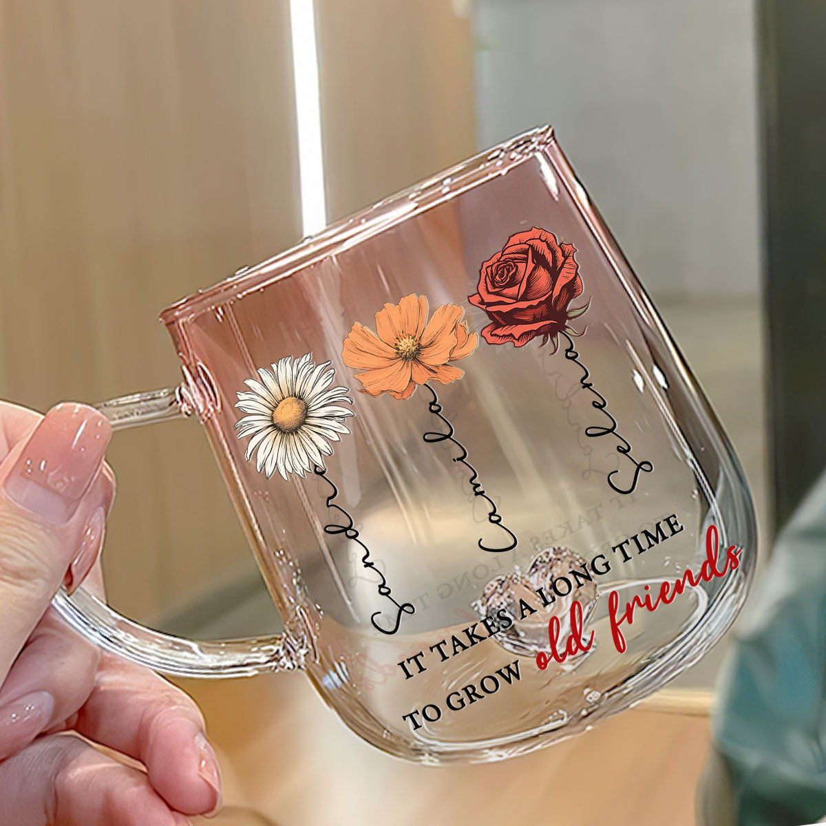 It Takes A Long Time - Personalized Custom Pink Gradient Glass Mug