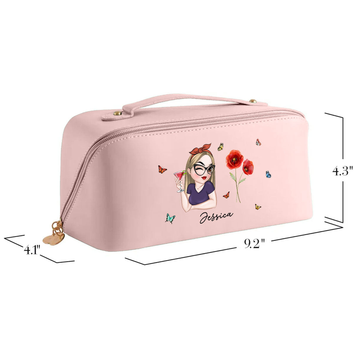 Beautiful Bestie - Personalized Custom Leather Makeup Bag