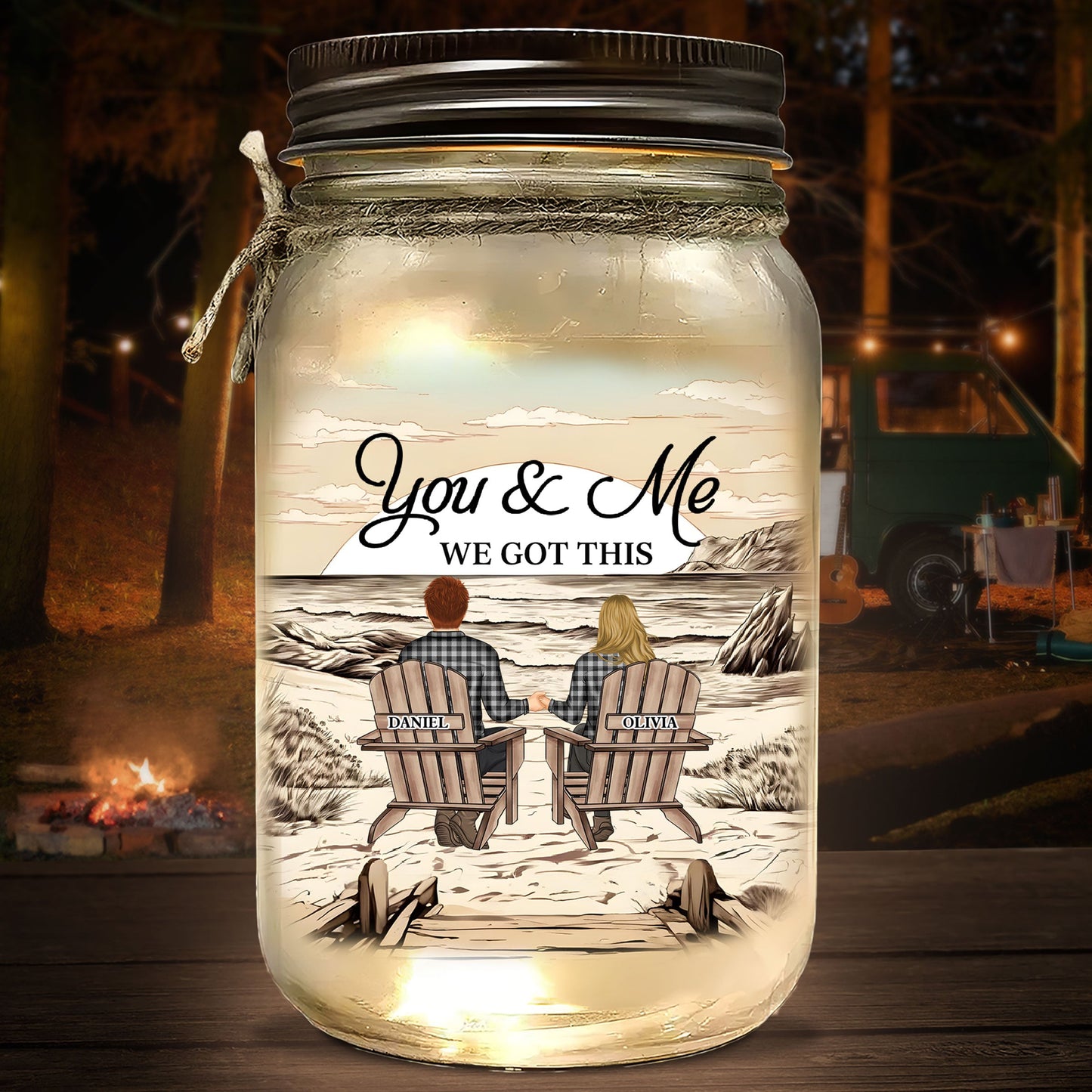 You & Me We Got This - Personalized Custom Mason Jar Light