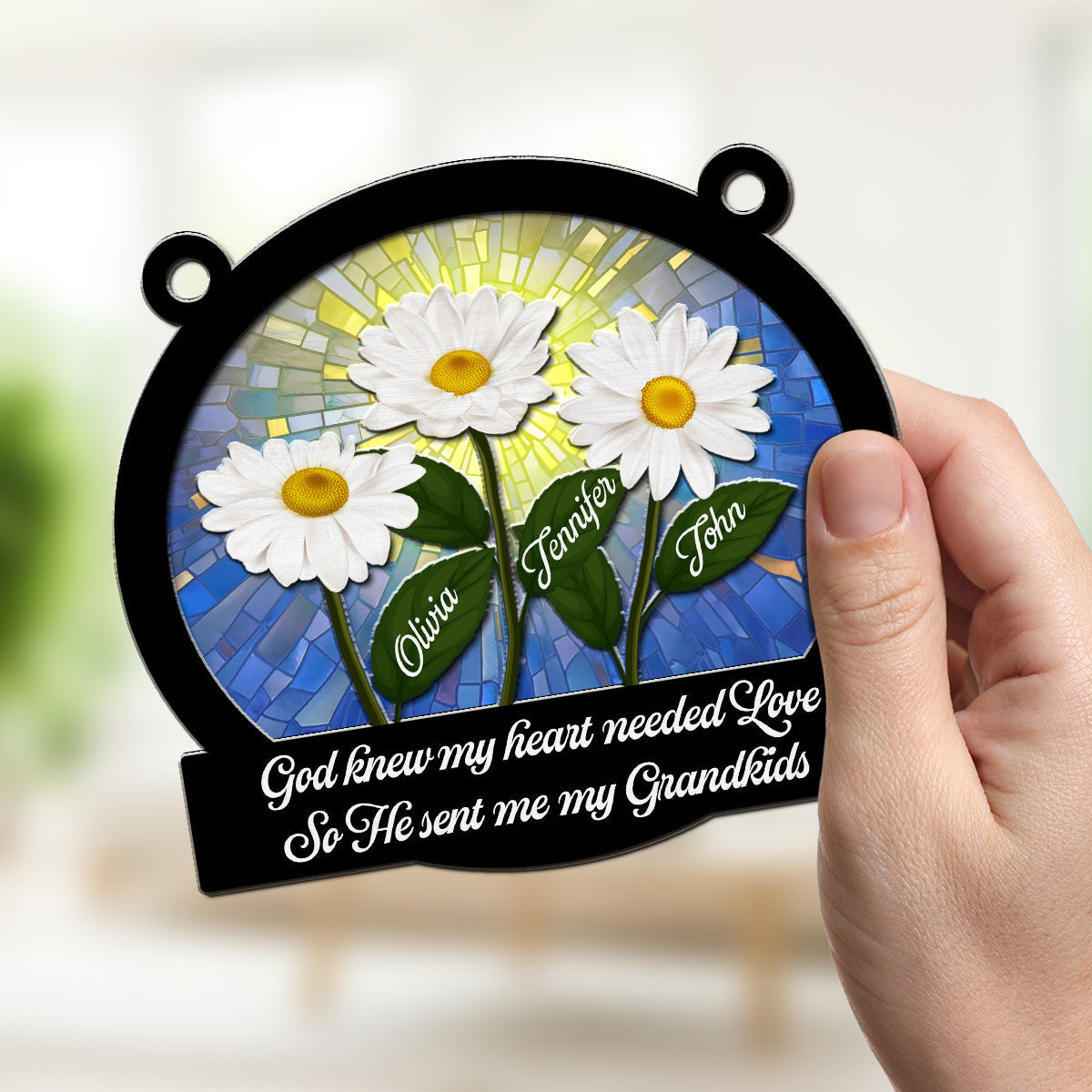 God Sent Me My Grandkids - Personalized Custom Suncatcher