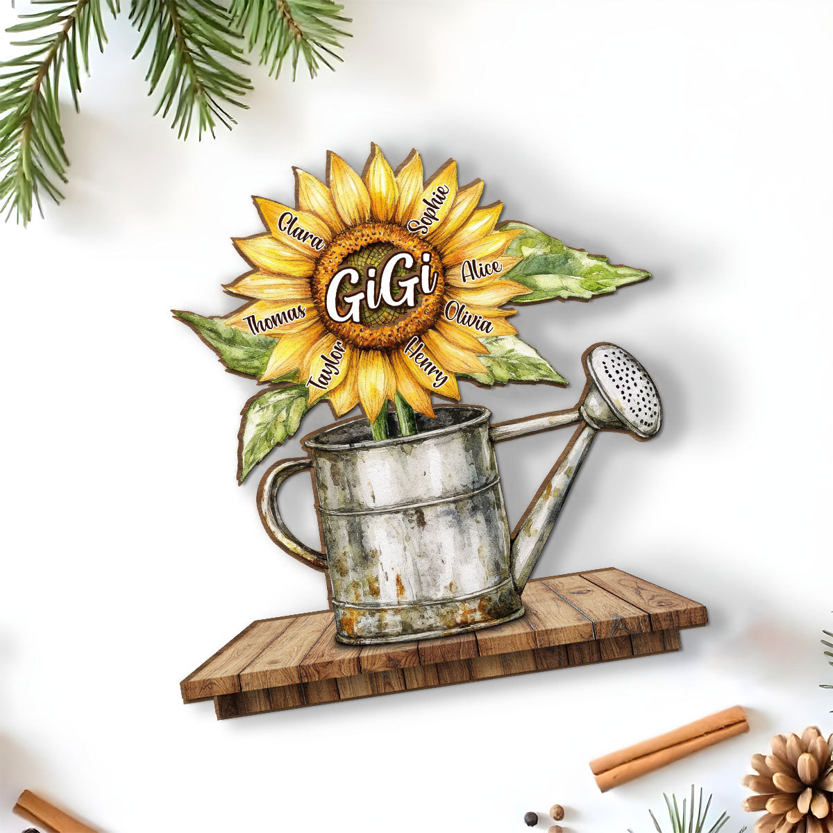 Growing Family Love - Personalized Custom 2-Layer Wood Plaque With Flat Base