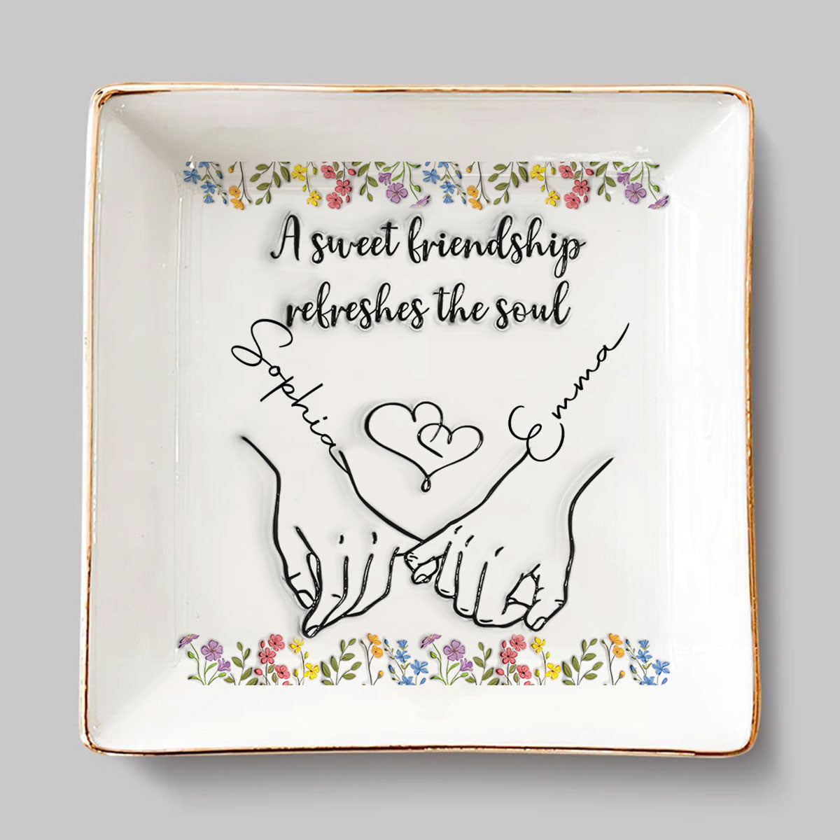 Sweet Friendship - Personalized Custom 3D Inflated Effect Jewelry Dish