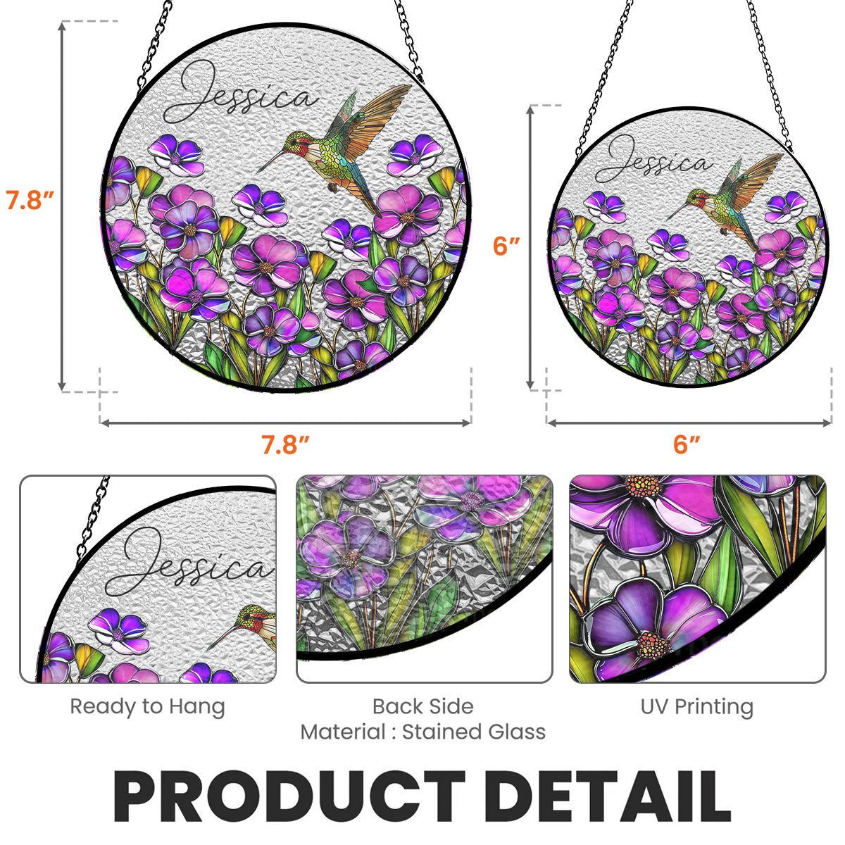 Hummingbird With Flower - Personalized Custom Window Hanging Suncatcher
