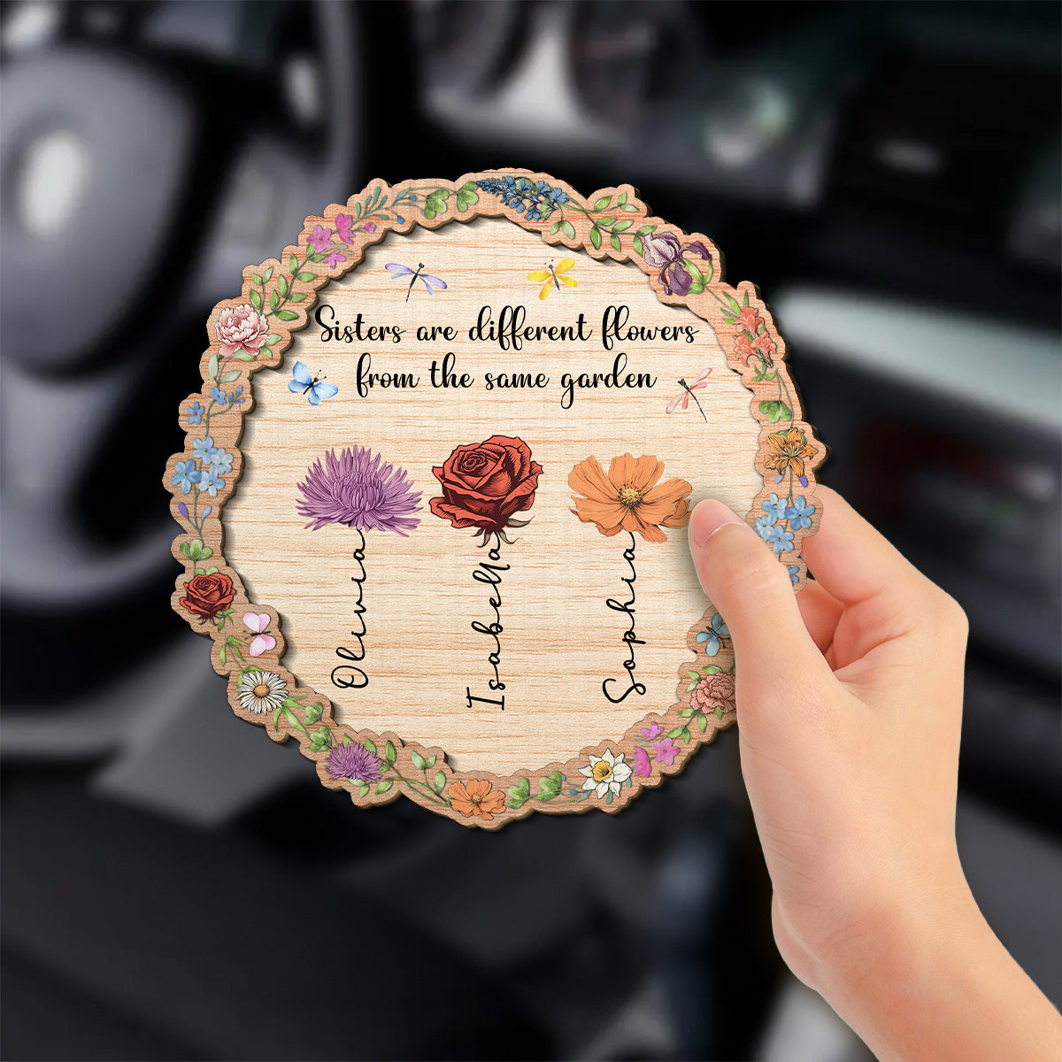 Sisters Are Different Flowers From The Same Garden - Personalized Custom Car Visor Clip