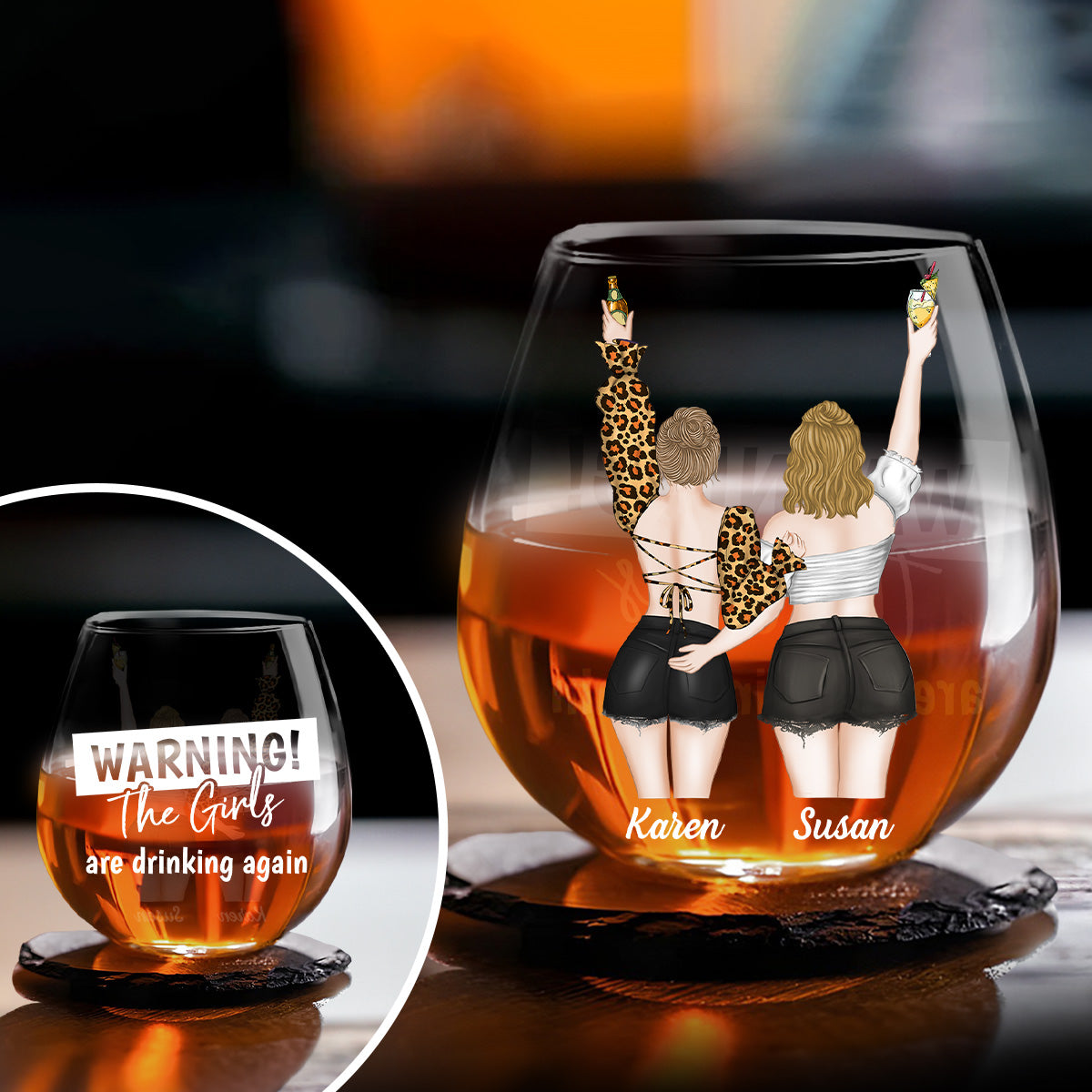 Warning The Girl - Personalized Custom Wine Glass