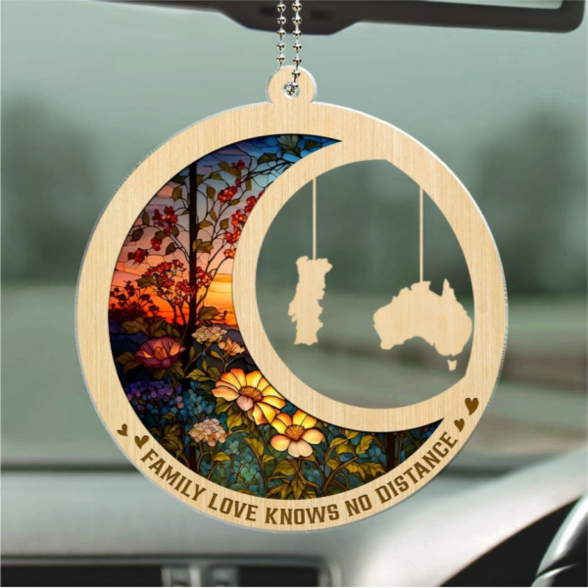 Family Love Knows No Distance Ver 2 - Personalized Custom Car Ornament