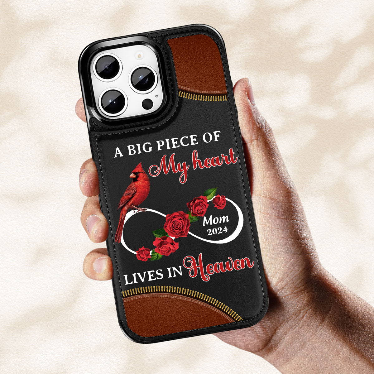 A Big Piece Of My Heart - Personalized Custom Leather Phone Case