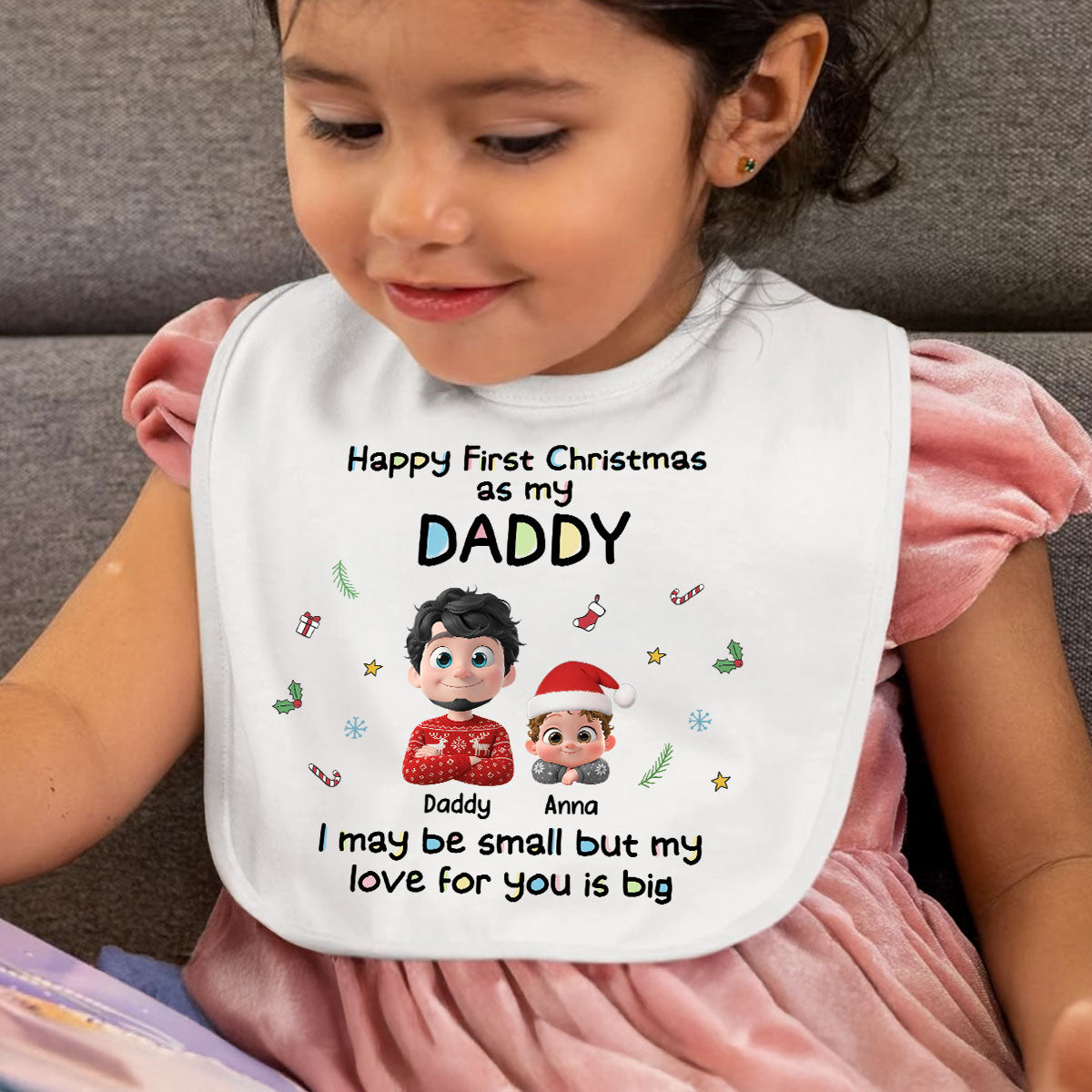 First Christmas Day With Baby - Personalized Custom Baby Bib