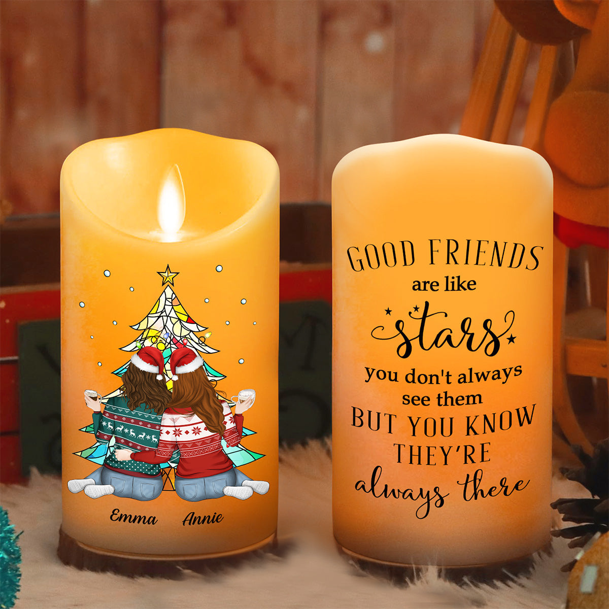 Friends Always Beside You - Personalized Custom LED Candle