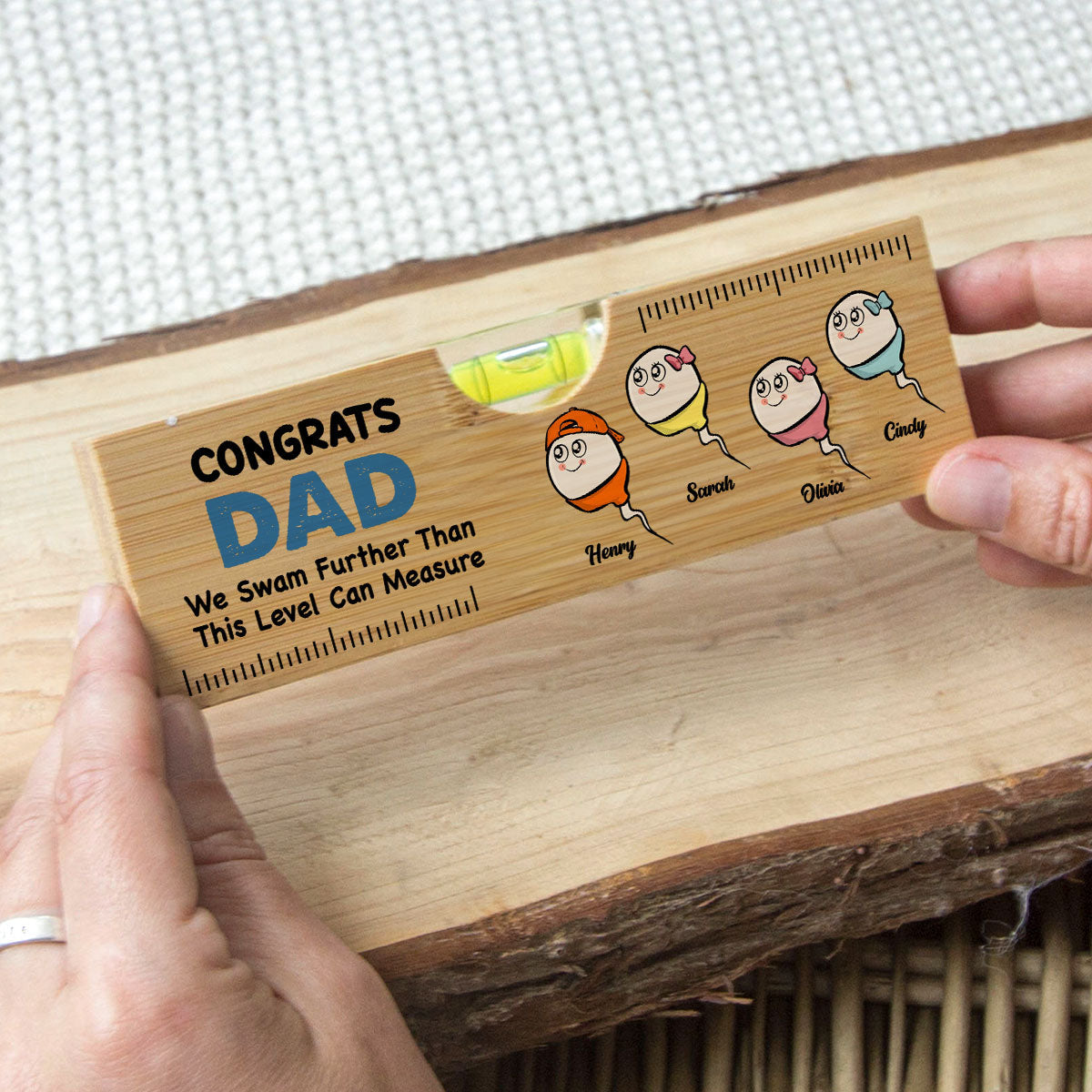 We Swam Further Than This Level Can Measure - Personalized Custom Wooden Spirit Level Bottle Opener