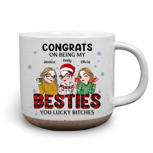 Congrats On Being My Bestie Christmas - Personalized Custom Pottery Mug