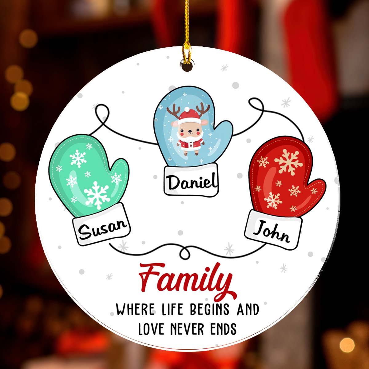 Family Where Life Begins And Love Never Ends - Personalized Custom Acrylic Ornament