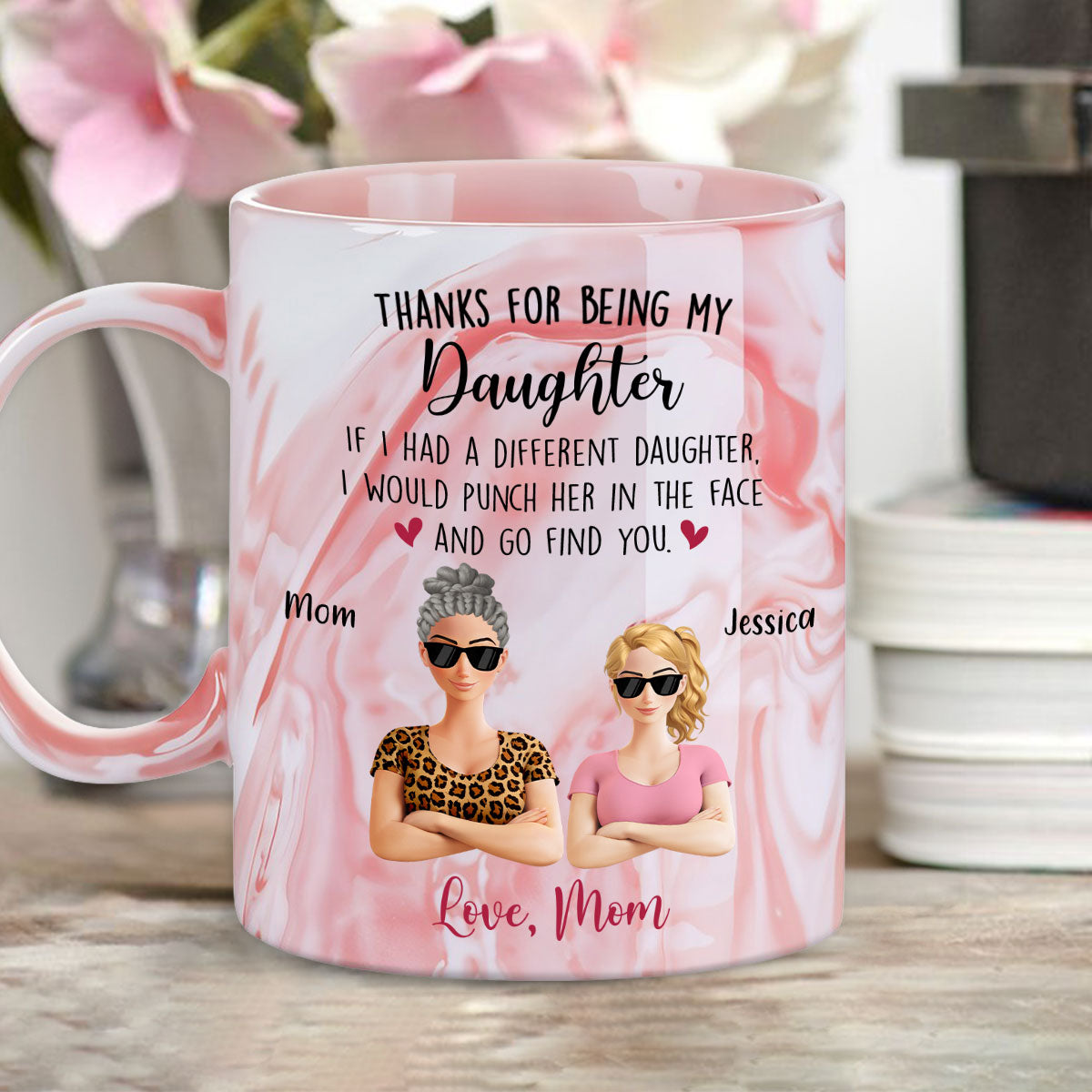 Forever My Little Sunshine - Personalized Custom Pink Marble Mug