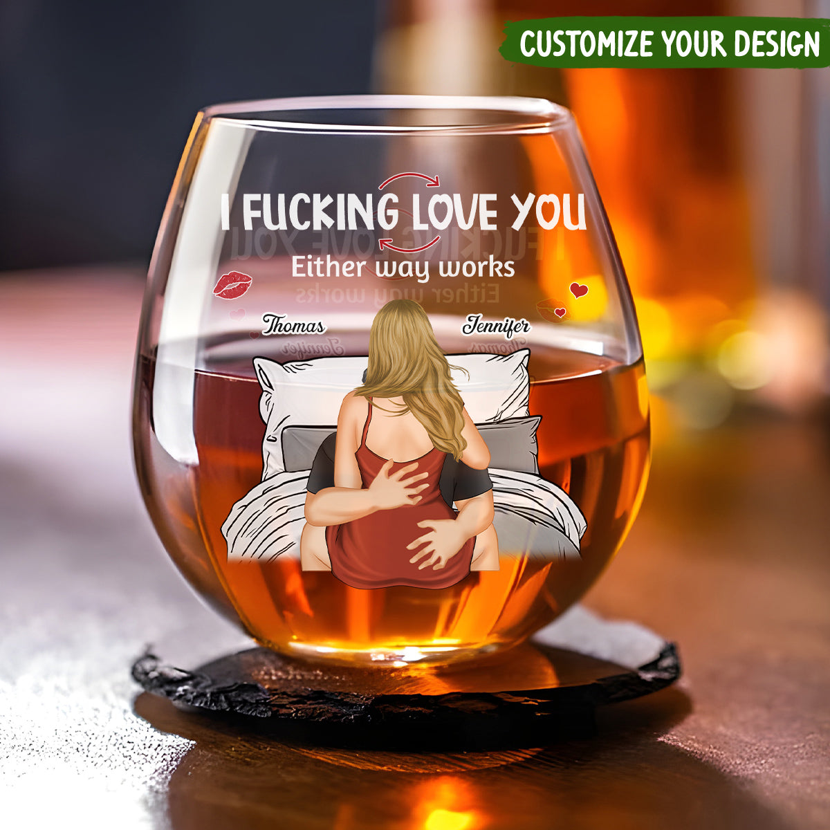 I Love You - Personalized Custom Wine Glass