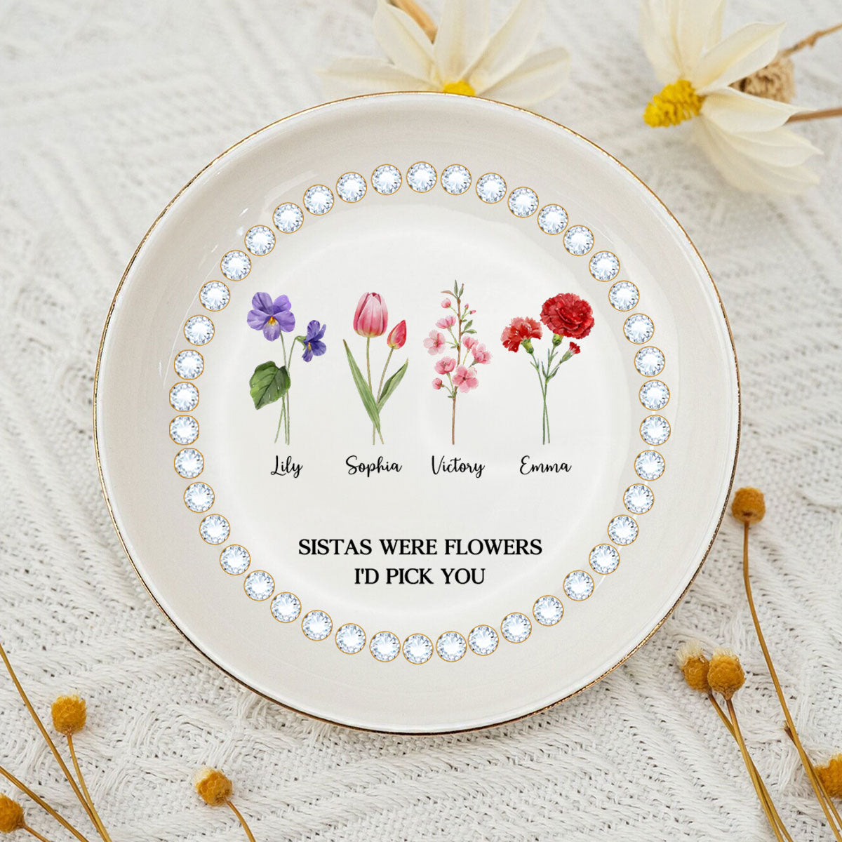If Friends Were Flowers - Personalized Custom Jewelry Dish