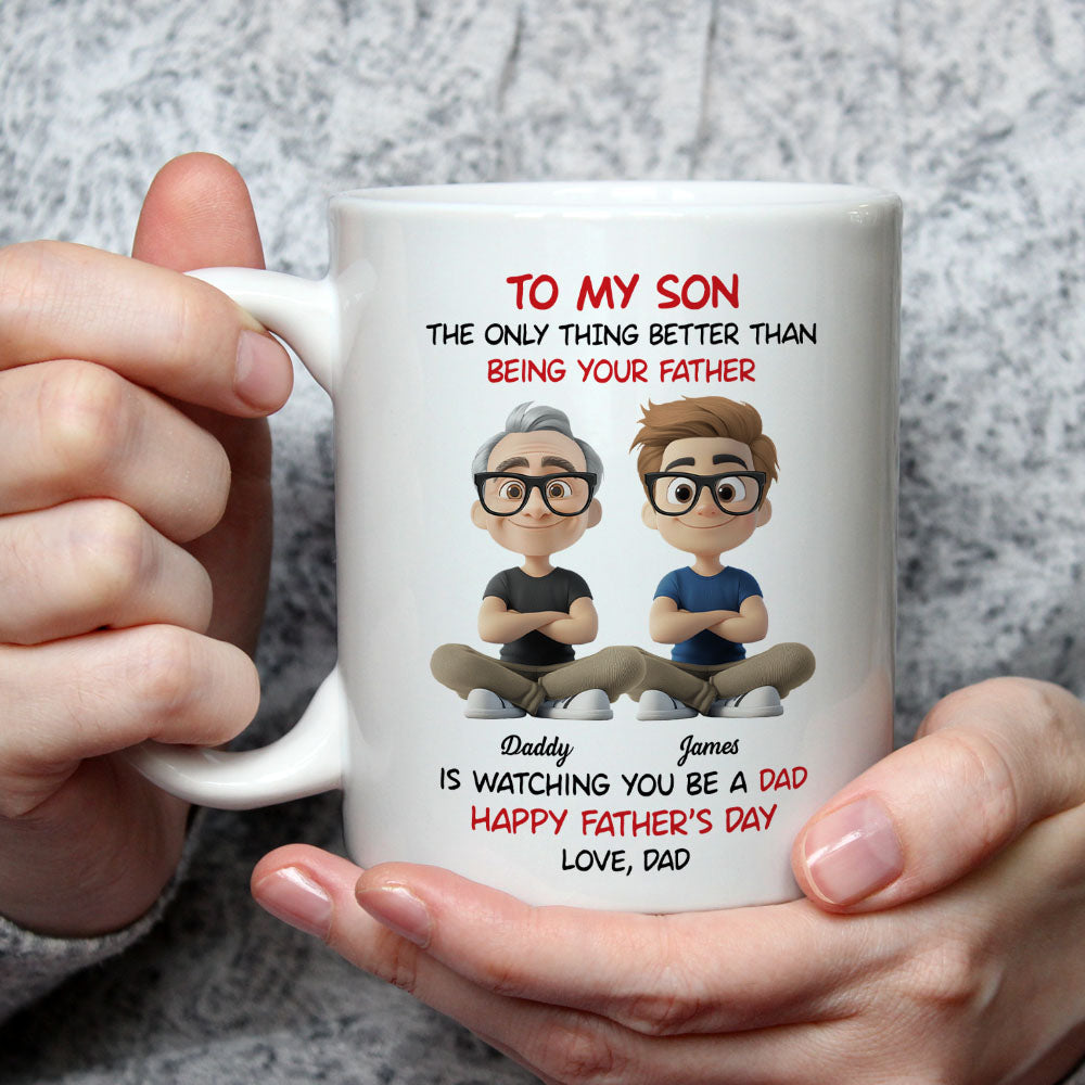 Dad To My Son Cartoonize - Personalized Custom Coffee Mug
