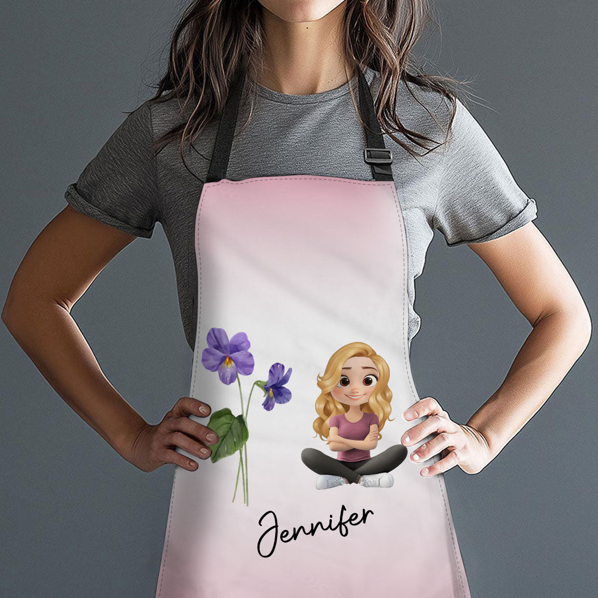 Lovely Girl Flower - Personalized Custom Apron