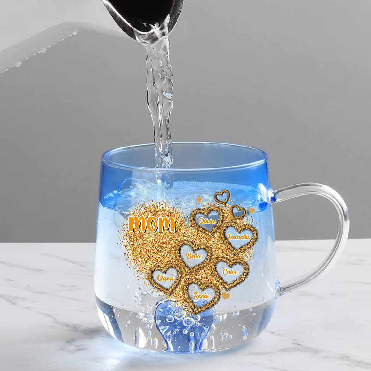 Mom You Are Our Heart - Personalized Custom Blue Gradient Glass Mug