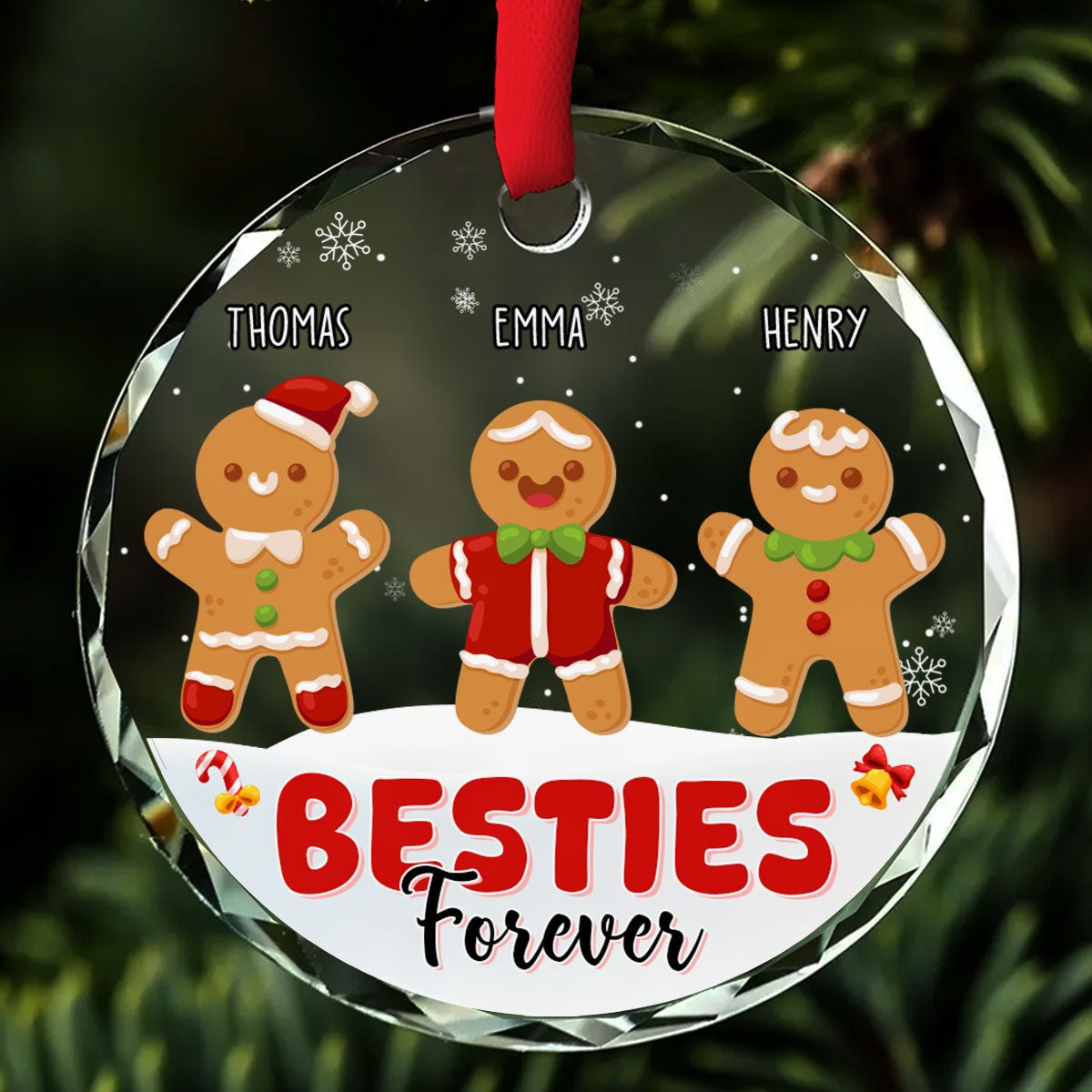 Besties Cookies - Personalized Custom Glass Ornament