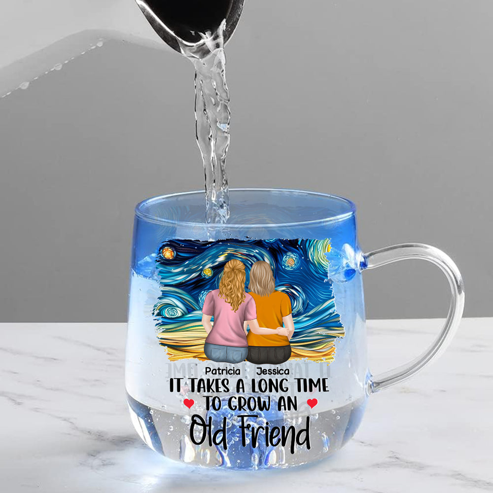 Friendship Forever - Personalized Custom Blue Gradient Glass Mug