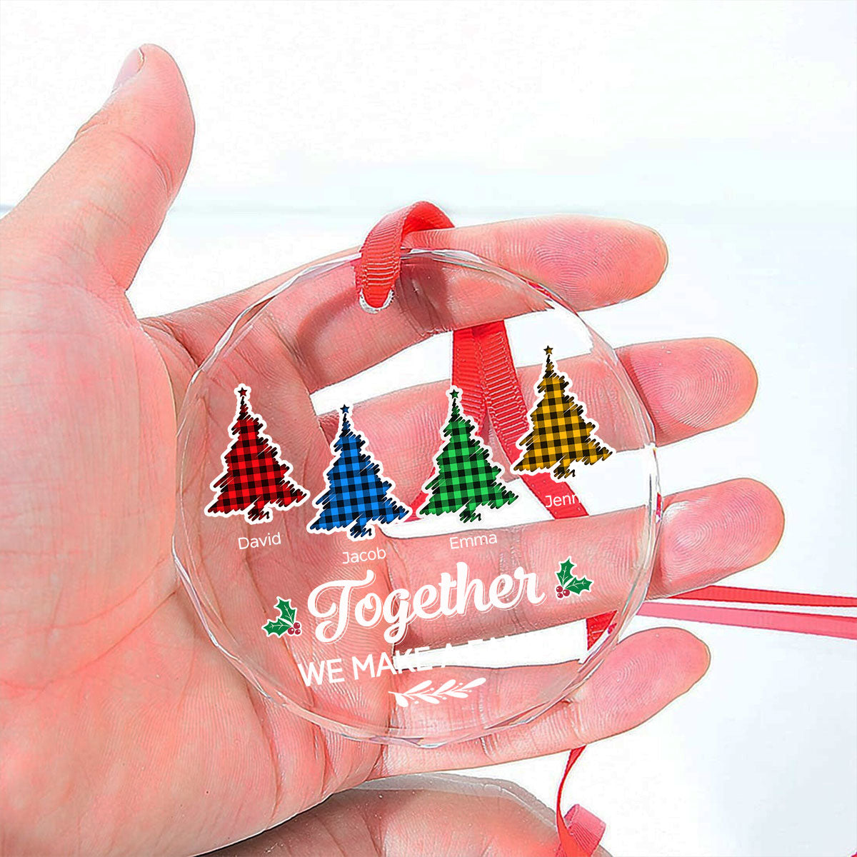 Together We Make A Family - Personalized Custom Glass Ornament
