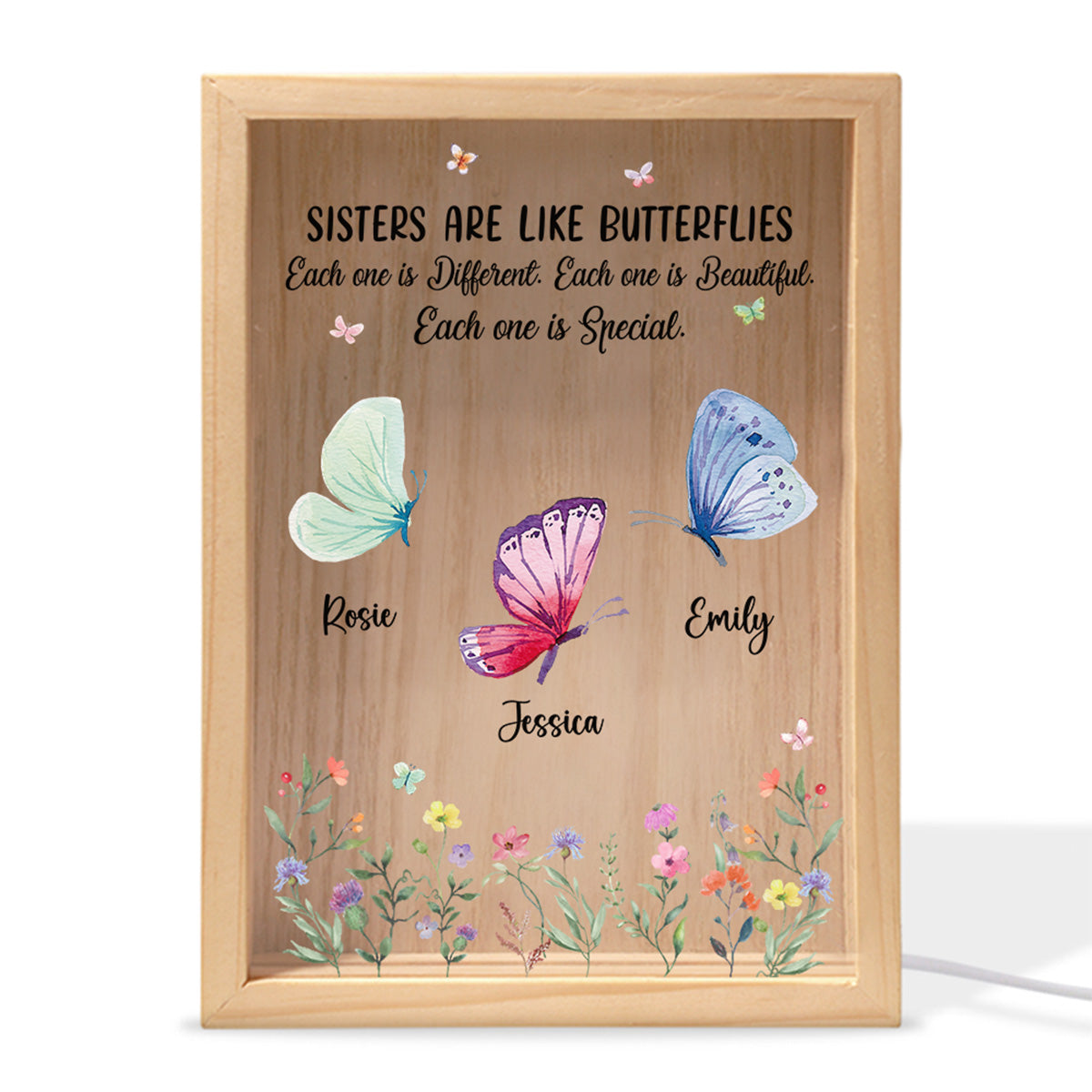 Sisters Shine Like Butterfly - Personalized Custom Frame Light Box
