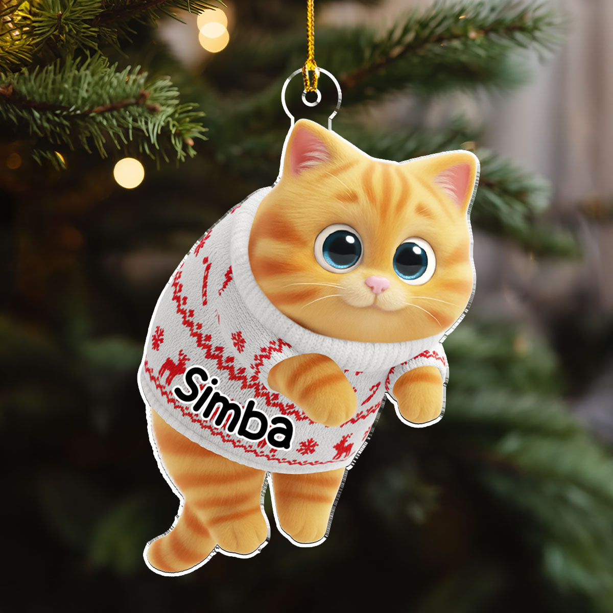 Hanging Cat Cartoonize - Personalized Custom Acrylic Ornament