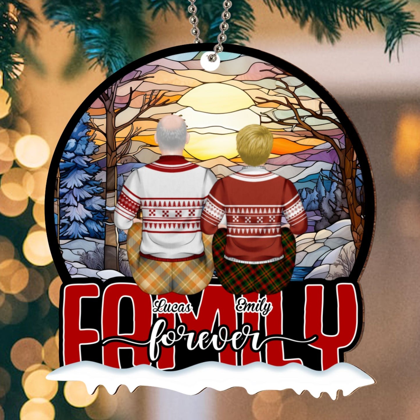 Family Last Forever - Personalized Custom Suncatcher Ornament