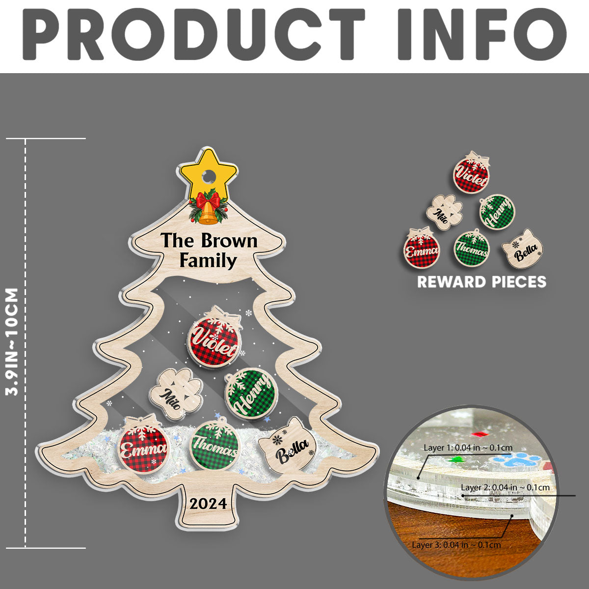 Family With Pet Charm - Personalized Custom Acrylic Shaker Ornament