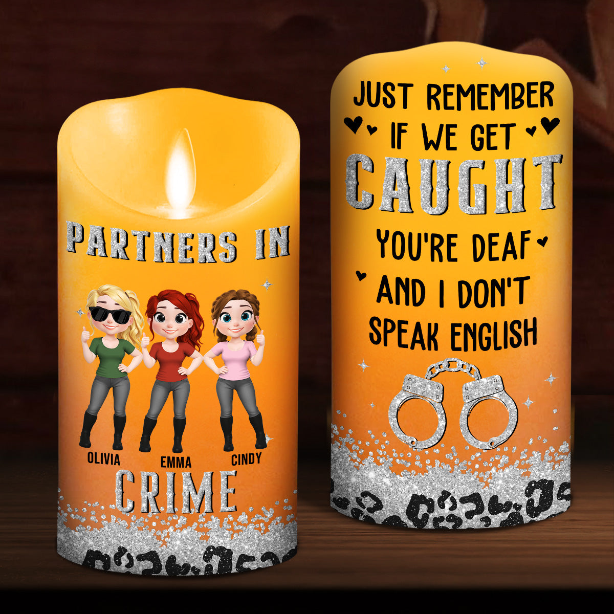 Partners In Crime - Personalized Custom LED Candle