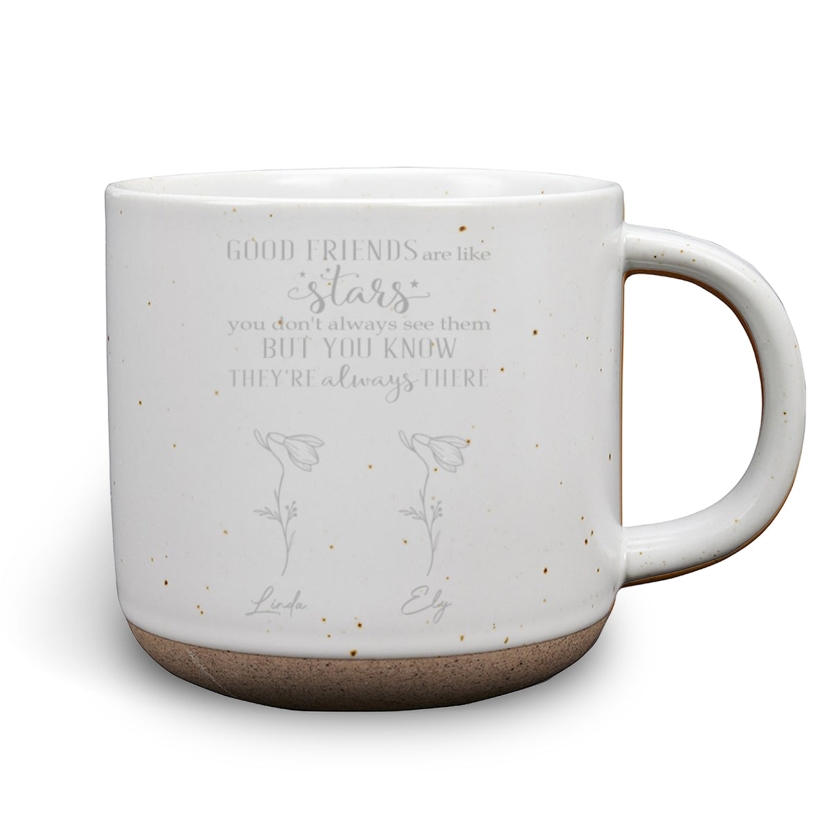 Friends Like Stars - Personalized Custom Engraved Pottery Mug