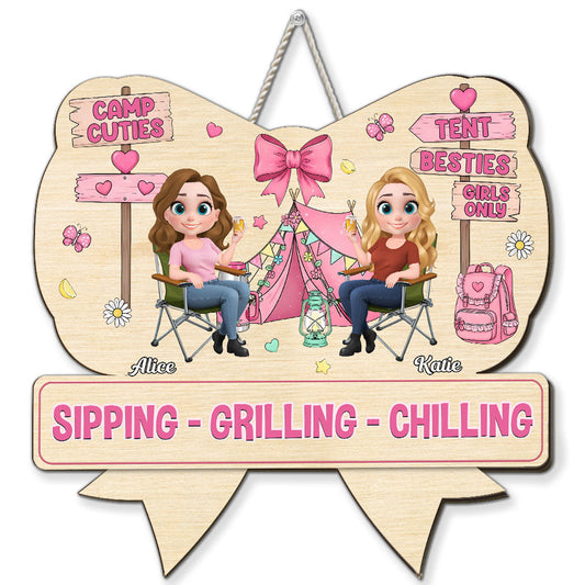 Girl Trip Camping - Personalized Custom Wood Sign