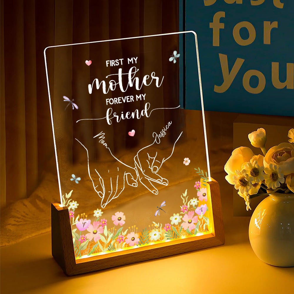 First My Mother Forever My Friend - Personalized Custom Plaque With Walnut Base